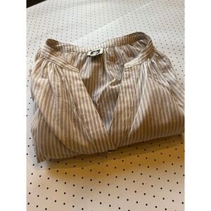 Anne Klein Metallic Stripe (Gold) Blouse Gold Shimmer Boho Office Chic Large
